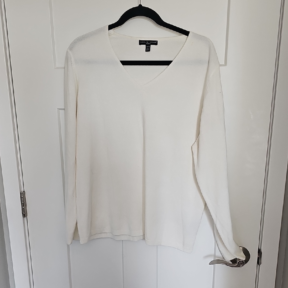 Carolyn Taylor Cream V-Neck Blouse